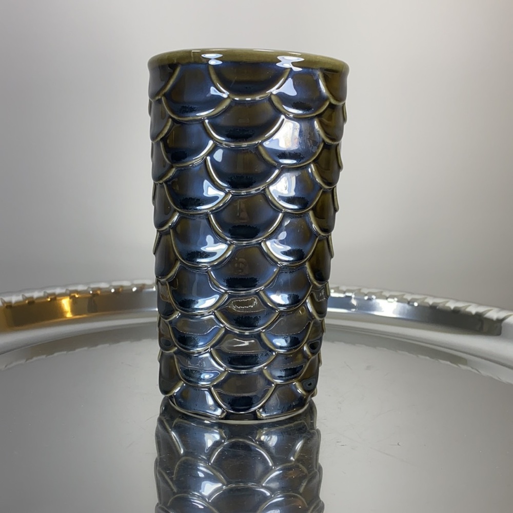 Starbucks Metallic Blue Mermaid Sculpted Scales Ceramic 10 oz Mug